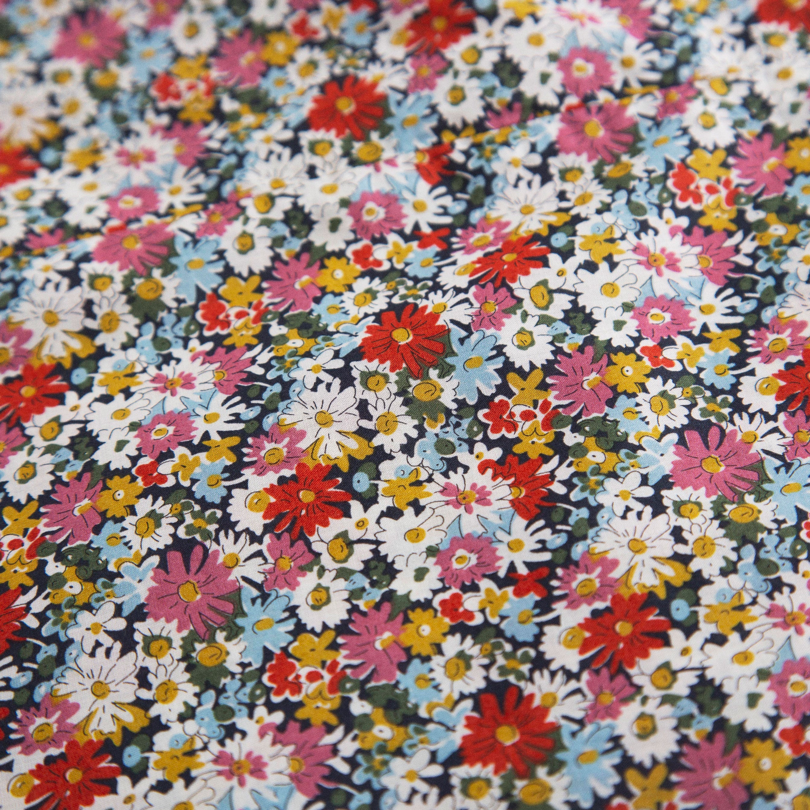 Simple A-line shaped pinafore dress with front pockets and tie at the back of the neck. Designed to sit above the knee and is perfect layered over an NQ blouse or stripped back in warmer weather. Made from beautiful Libby Liberty print tana lawn cotton.