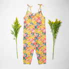 Comfy jumpsuit with loosely fitted wrap over top and tie up shoulder straps. Loose fitting straight leg trousers can be styled with a rolled up hem, turned down for growth spurts. Made from beautifully soft, Magical Bouquet Liberty print linen.